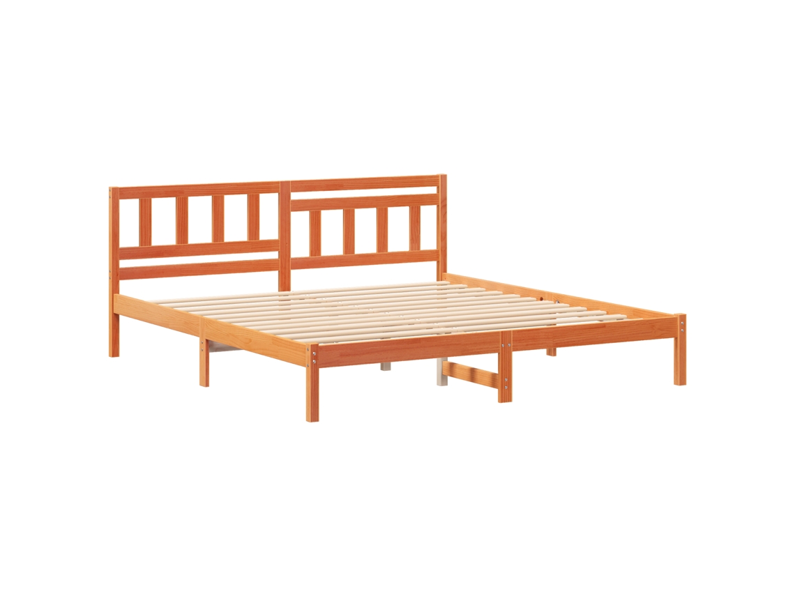Conjunto 1 Estrado De Cama Plataforma Vidaxl Castanho Madeira De Pinho Maciça (200 X 200 Cm)