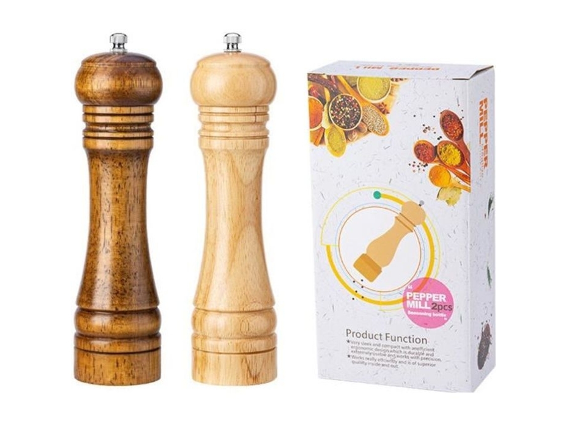 2 Pçs 8 Polegada Moedor De Pimenta Manual E Moinho De Sal*