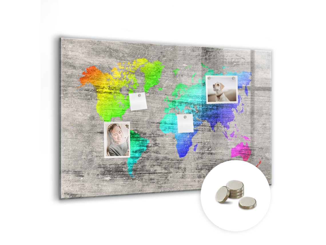 Quadro Magnético Mundo Mapa Para O Escritório Espelharte (90x60 Cm)