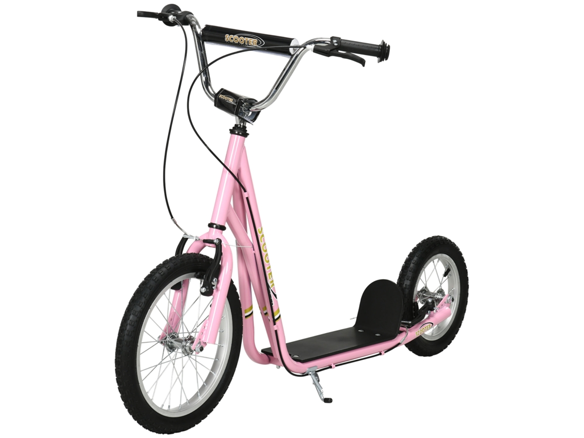 Scooter Infantil 16 Polegadas (pneumático, Freio de Mão, Ajustável, Rosa, 5+ Anos)