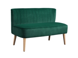 Sofá Retro 2 Lugares, Pés Madeira, 117x56,5x77cm, Verde Escuro.