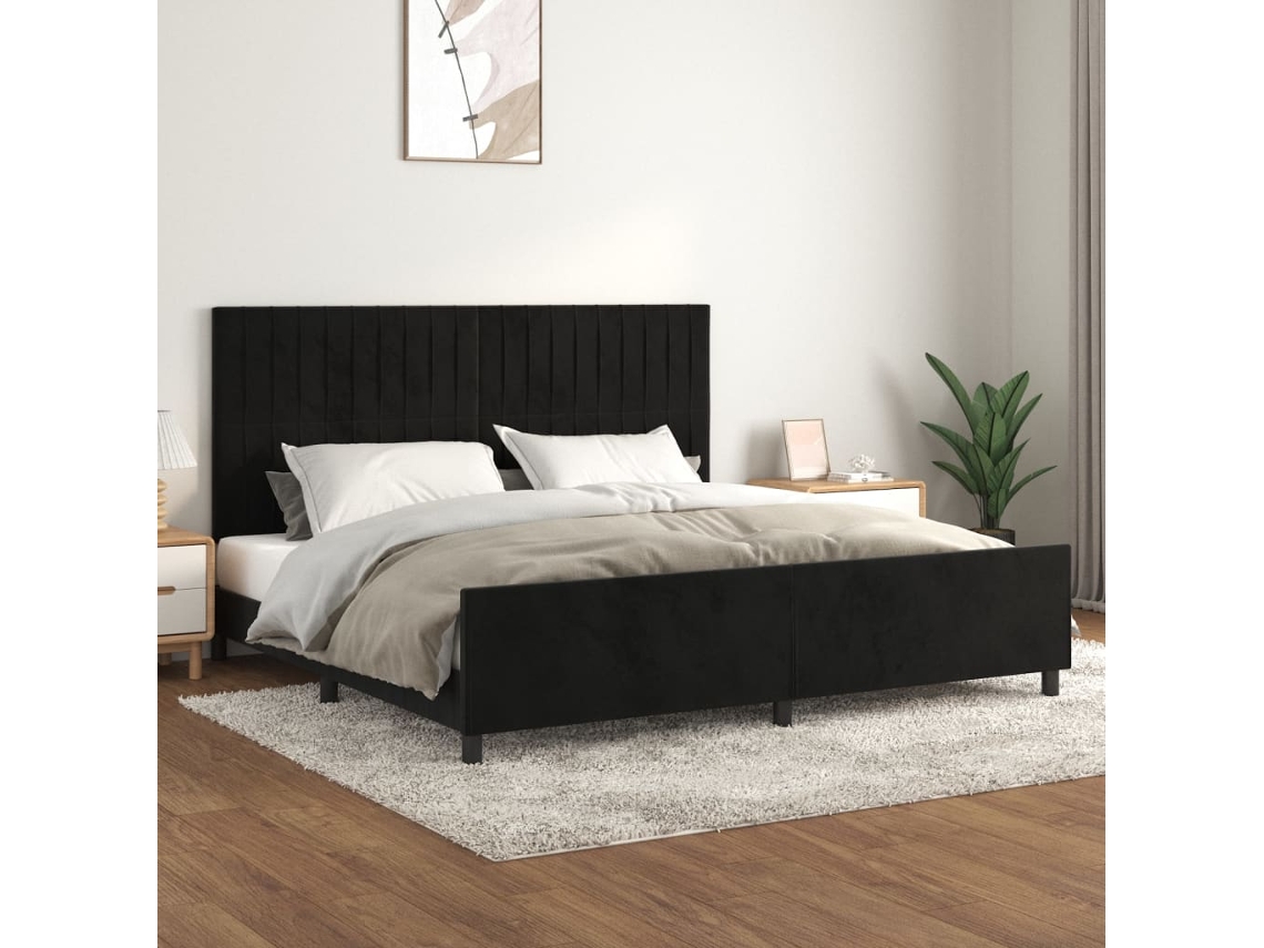 Vidaxl Estrutura De Cama Sem Colchão 200x200 Cm Veludo Preto