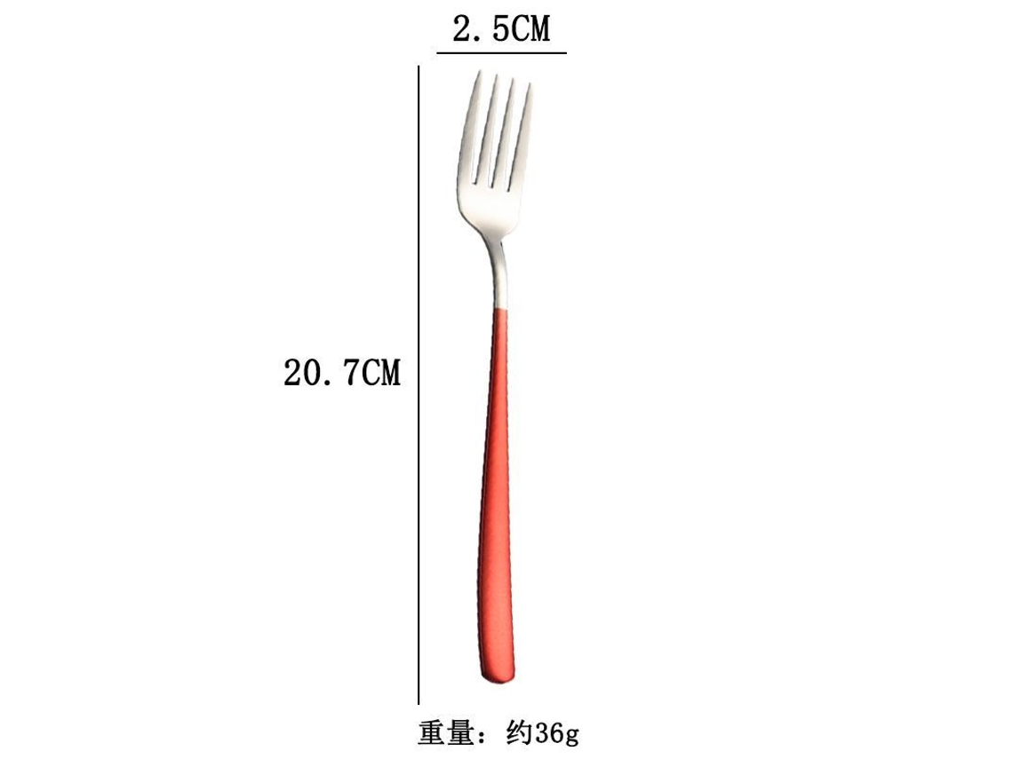 2026 tenedores de Acero Inoxidable, 6 Piezas Con Mango Largo, para Ensalada, Carne, Fruta, Vajilla Occidental Creativa, Plateada Y Roja