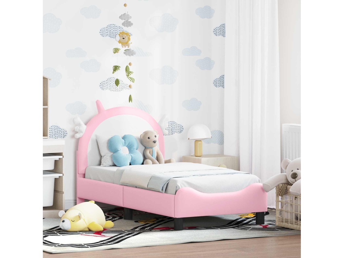 Vidaxl Estrutura De Cama Para Criança Com Cabeceira Rosa 70 X 140 Cm