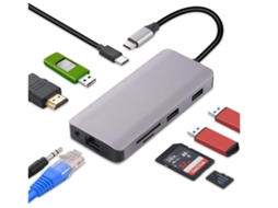 Lurelia Dock Usb-c 9 Em 1 Com 4k, Hdmi, Ethernet Gigabit, Usb 3.0, Usb 2.0, Sd/tf, Pd 100w, Áudio 3,5 Mm Para Macbook Compacto