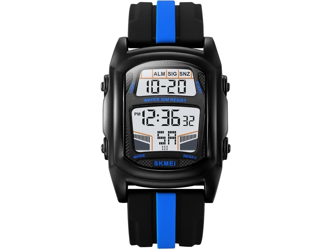 Lurelia Relógio Digital Desportivo, Visor Digital, Led, Silicone, Resistente À Água, Cinzento