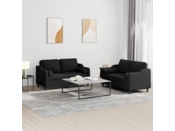 Vidaxl 2 Pcs Conjunto De Sofás Com Almofadas Tecido Preto