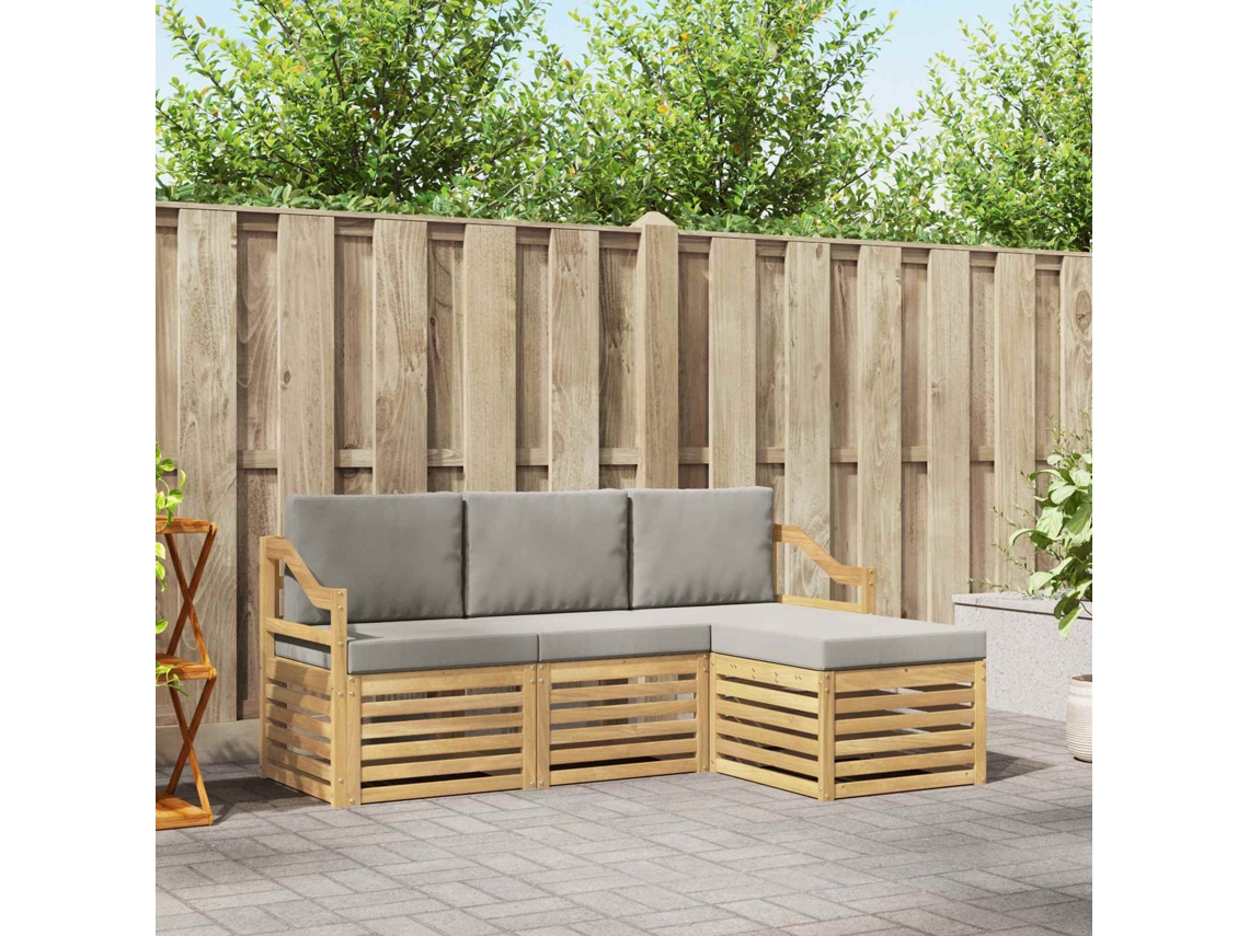 Vidaxl Conjunto De Sofás Para Exterior 4 Unid. Branco E Cinzento-claro