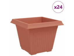 Vaso Quadrado para Flores 24 Pcs Vermelho Tijolo Plástico VIDAXL