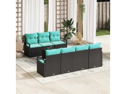Vidaxl Conjunto De Sofás 8 Unid. 7-número De Lugares Preto E Turquesa
