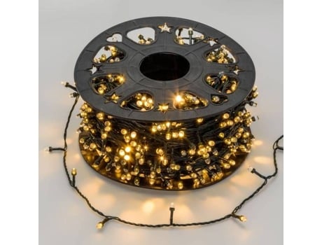 Guirlanda Luminosa 100m 1000 Led Branco Quente Convexo Ø8mm Multi Flash Diamante Exterior Bobina Lotti