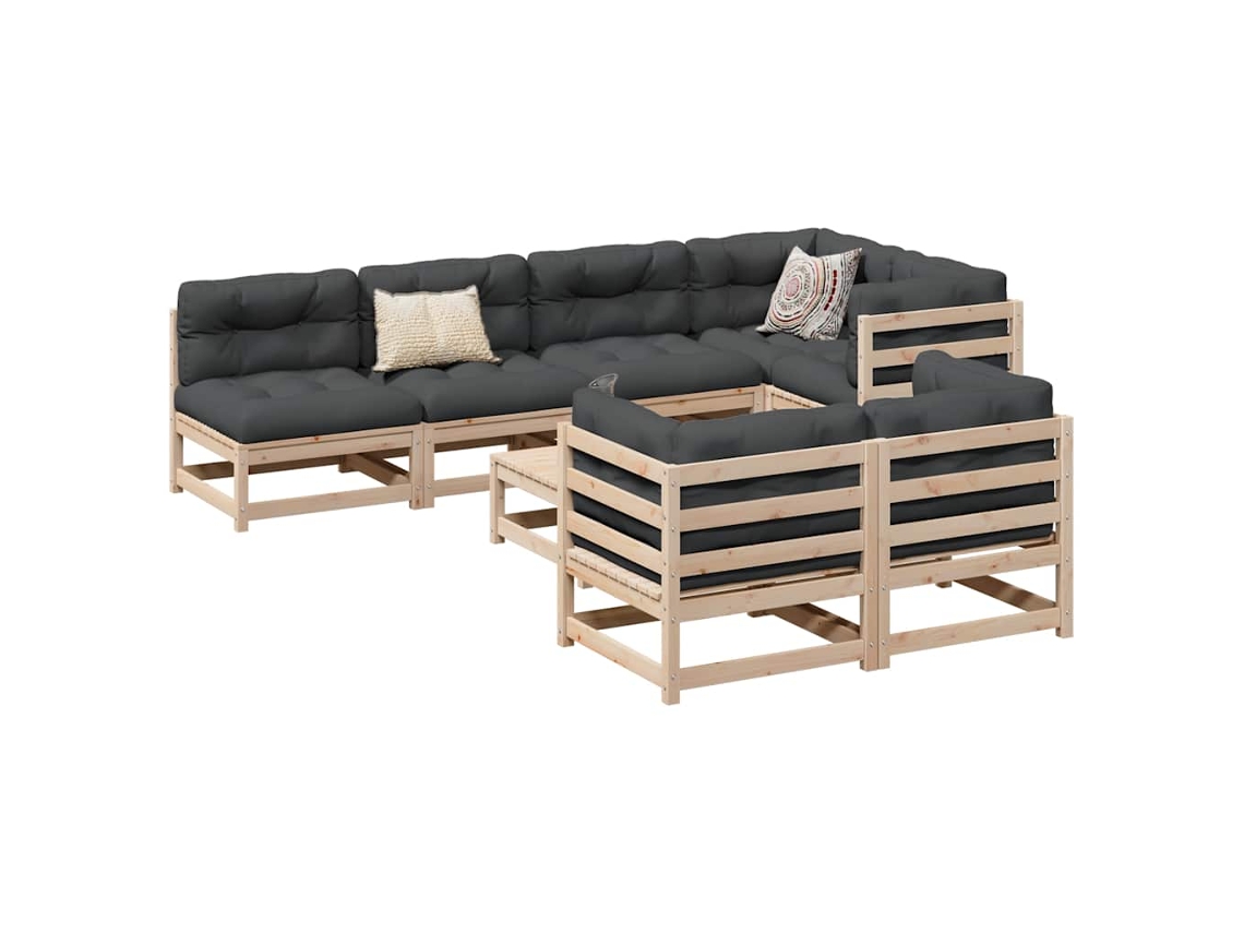 Vidaxl 8 Pcs Conjunto Sofás De Jardim Pinho Maciço