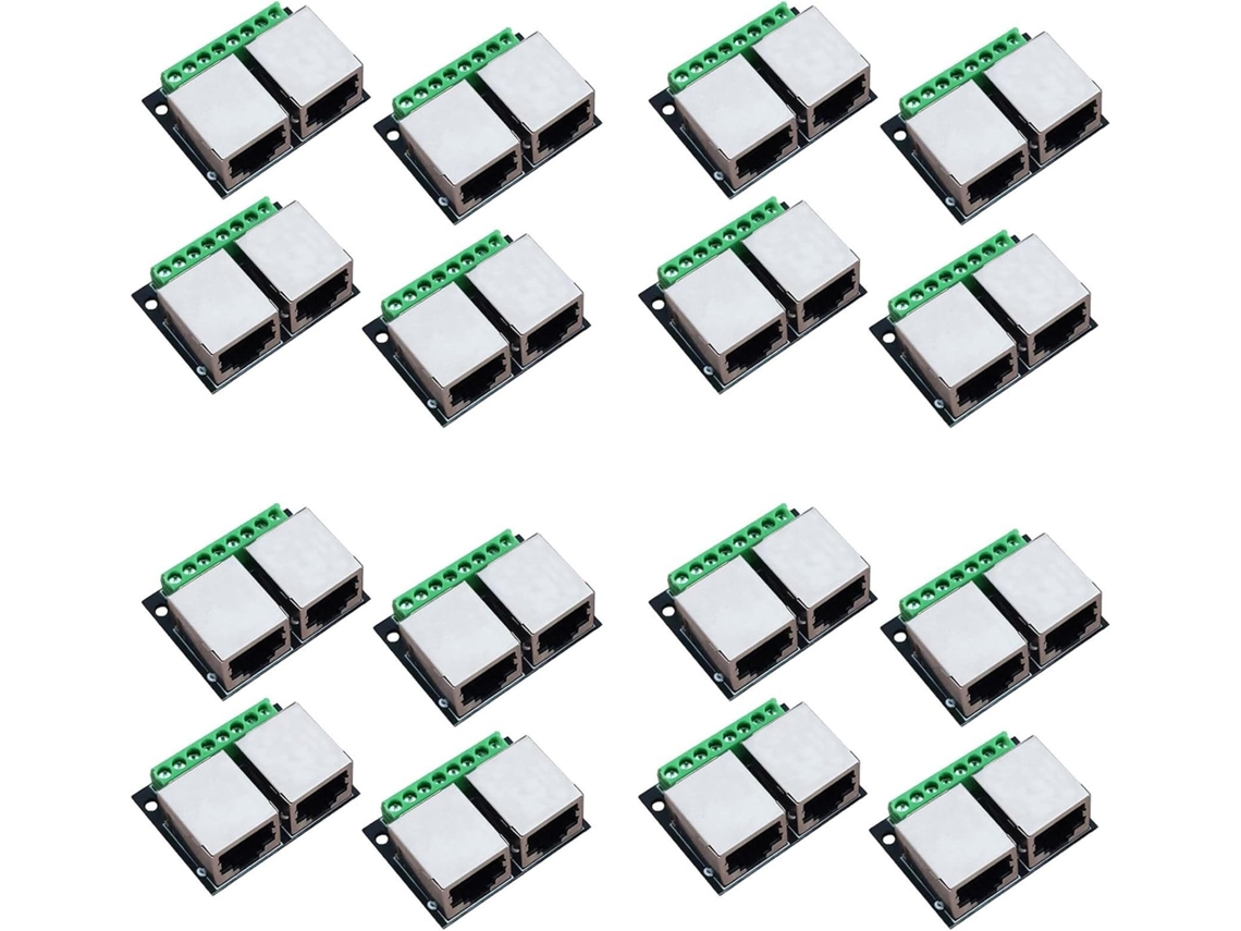 Placa de Breakout Ethernet Rj45 de 16 Peças com Terminais Duplos e Conectores Rosqueados. SFUSHOS