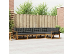 Vidaxl Conjunto De Sofás Para Exterior 5 Unid. Natural E Antracite