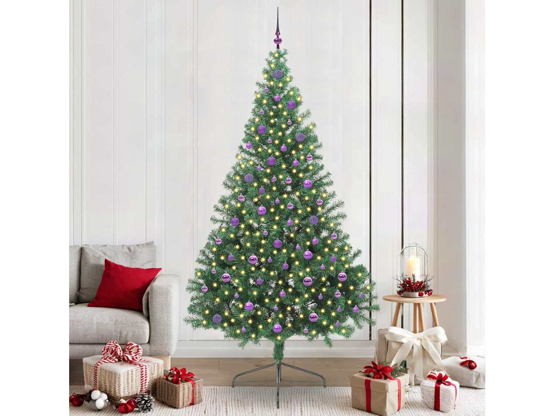 Vidaxl Árvore De Natal Artificial Pré-iluminada Verde 240 Cm Pvc