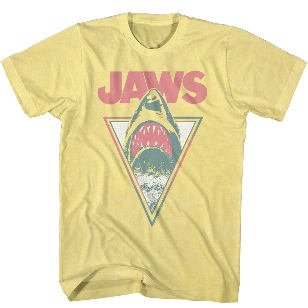 Rockinstone Jaws Movie Neon Jaws Heather Yellow Adult T-shirt Size:l