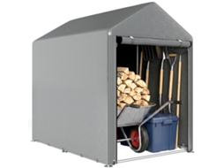 Tenda de Jardim para Bicicletas 1,2x1,8x1,65 M com 2 Cômodos Porta com Zíper Impermeável Anti uv Cinza Claro Ge