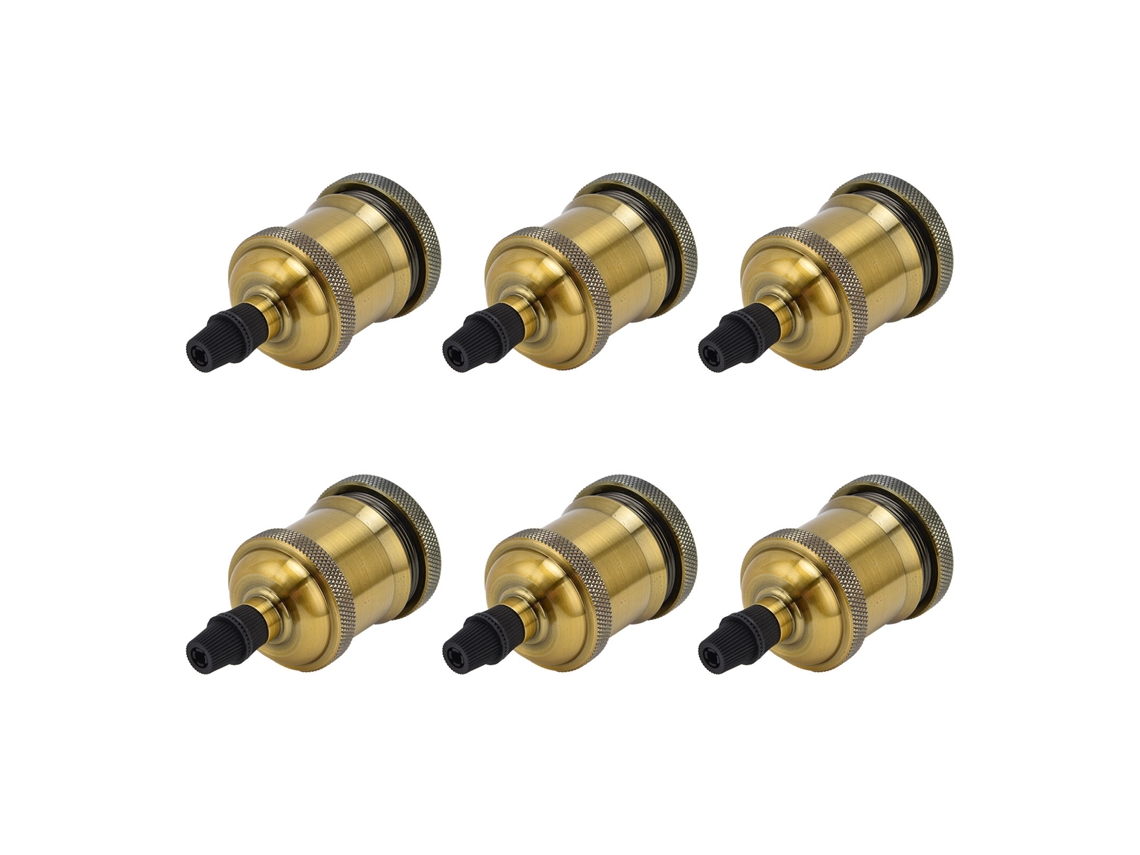 Conjunto de 6 Soquetes Metálicos E26 E27 com Rosca CHABERLU