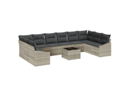 Conjunto 11 Móveis De Jardim Vidaxl Cinzento-claro Vime Pe (344 X 178,5 X 85 Cm)