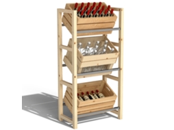 Suporte Para 3 Caixas De Bebidas, De Madeira Para Para Com 3 Níveis, 56 X 32 X 112 Cm, Natural