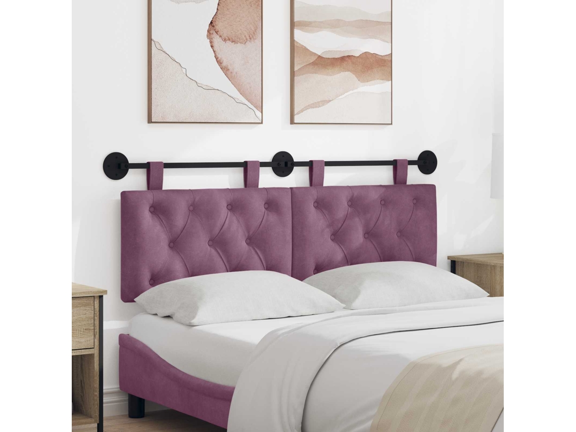 Vidaxl Cabeceira Suspensa Roxo Veludo