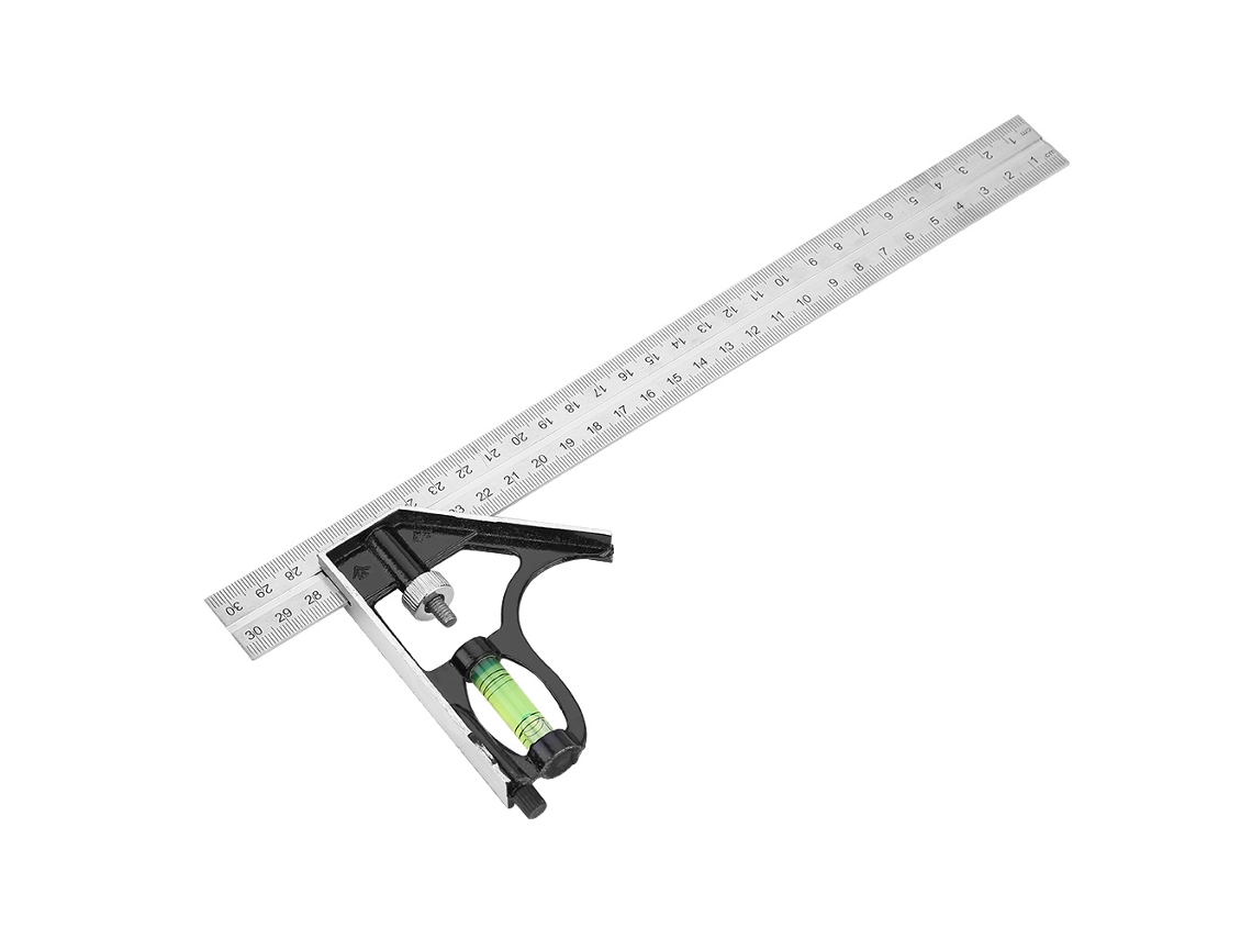 Régua De Ângulo Retângulo Ajustável De Metal 300mm Para Engenheiros