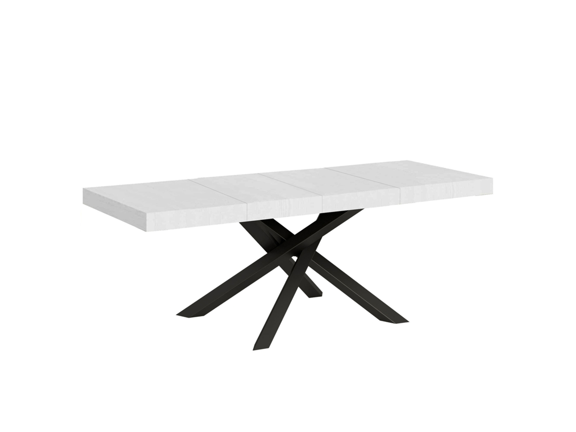 Mesa Extensível Volantis Premium 200/304x90 Cm, Pernas Em Madeira De Freixo Branco E Antracite Itamoby