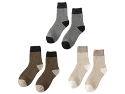 3 Pares Meias De Lã Inverno Grossas Quentes Tecidas Confortáveis Unissex Para Homens E Mulheres