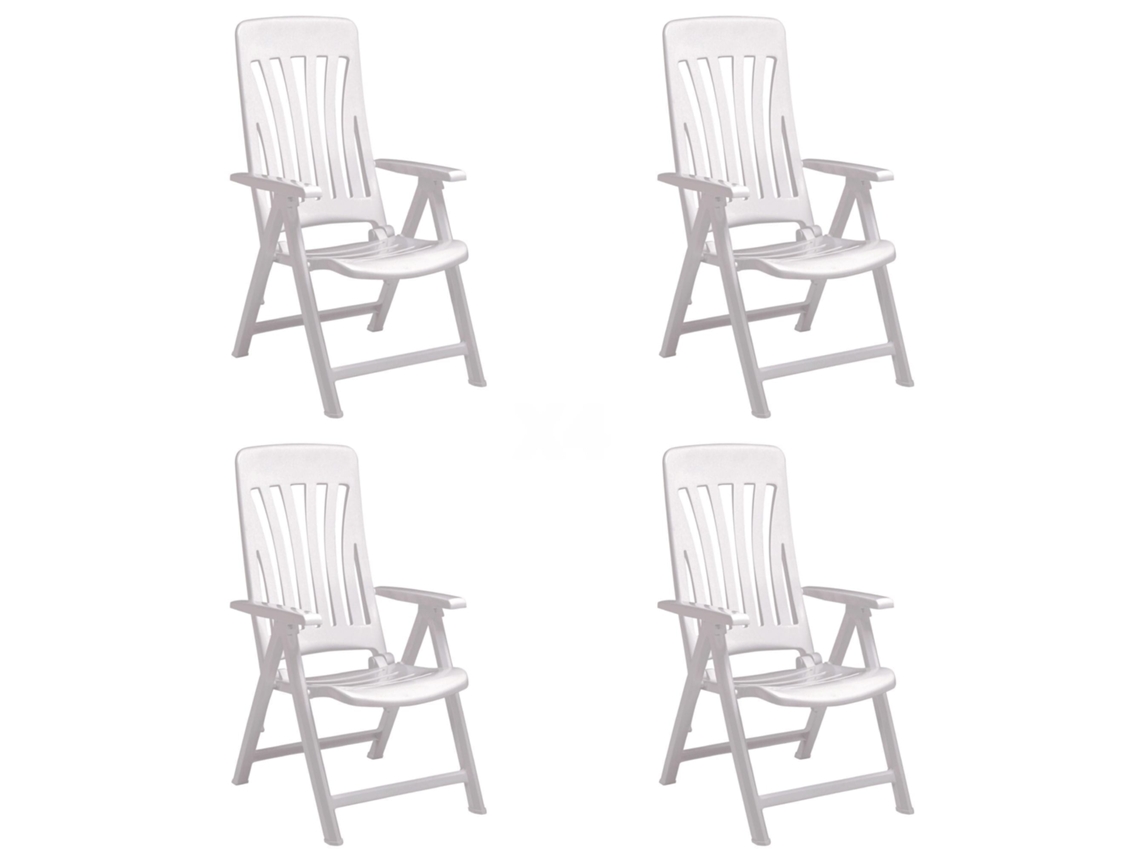 Set 4 Poltronas Multiposição Exterior Branco Blanes Garbar