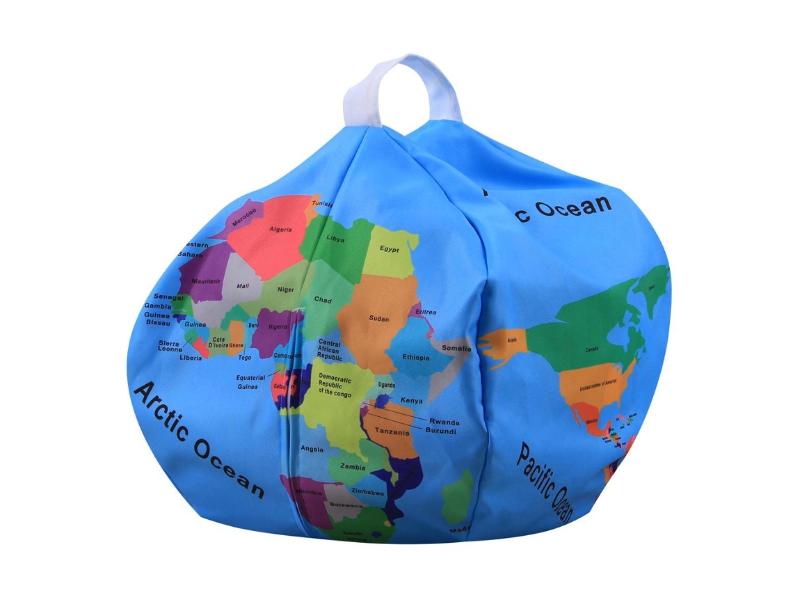 Yui cadeira de Bean Bag de Armazenamento 26 Polegadas Capa com Zíper Mapa do Mundo para Crianças