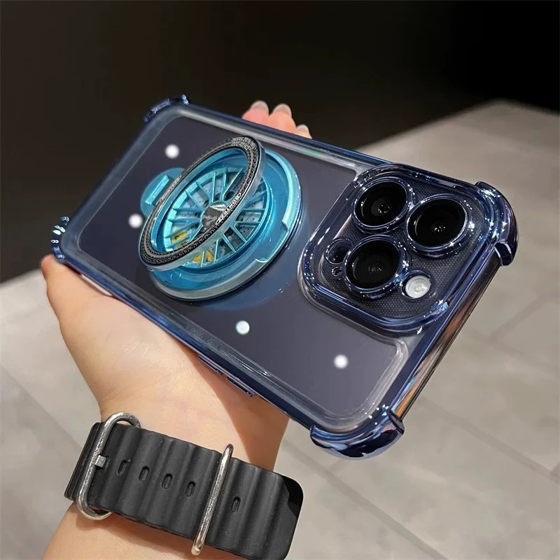Capa Protetora Magnética E Com Carregamento Sem Fio Para Iphone 14 Pro Max (azul).