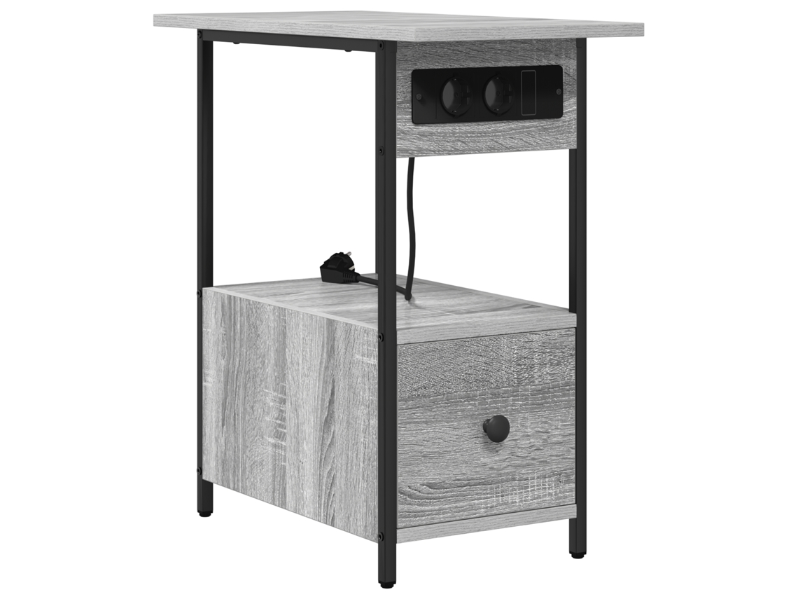 Conjunto 1 Mesa-de-cabeceira Vidaxl Cinzento Derivados De Madeira (60 X 30 X 61 Cm)