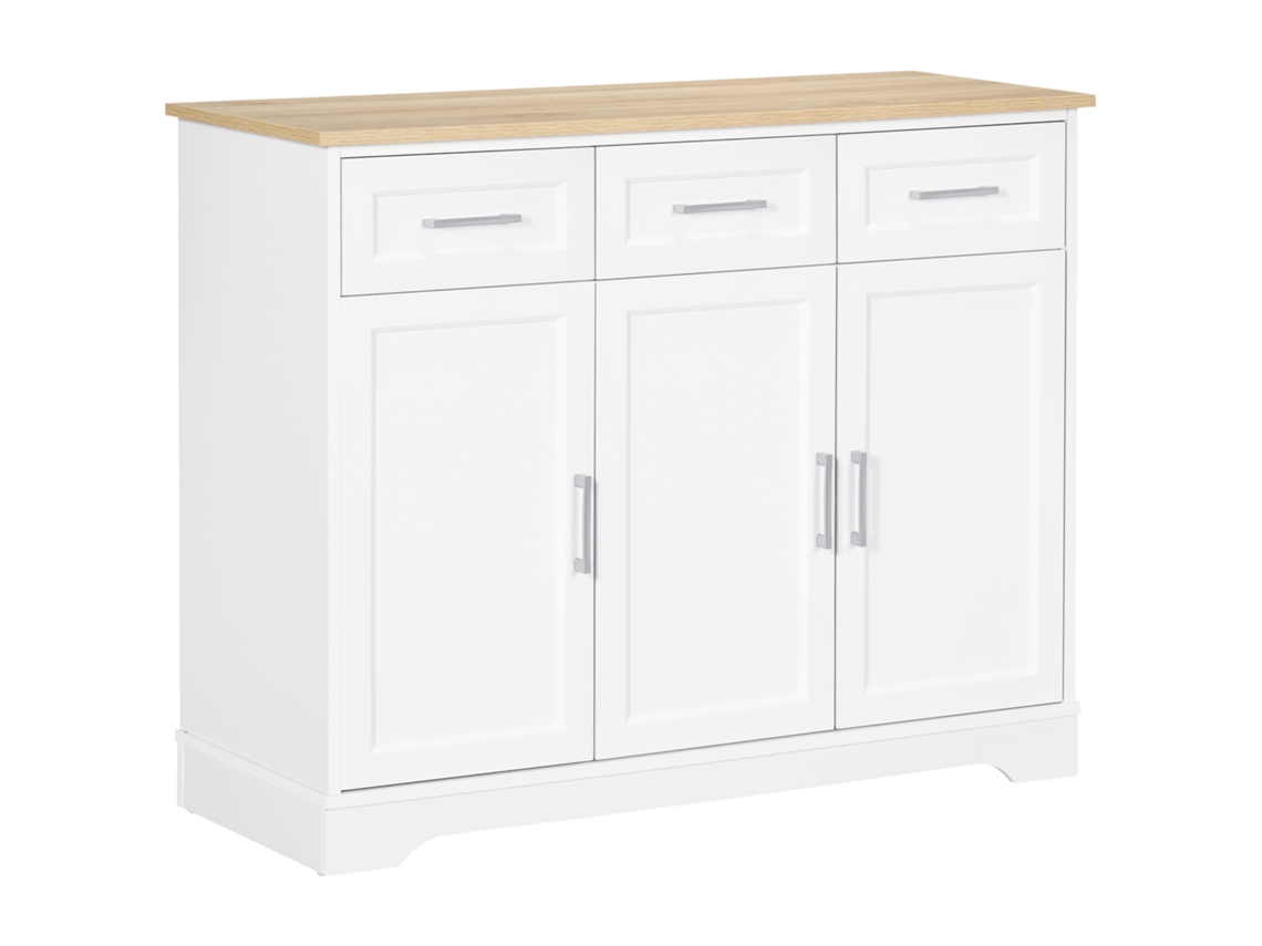 Aparador S/MARCA, 3 gavetas, 3 portas, MDF, prateleira, branco