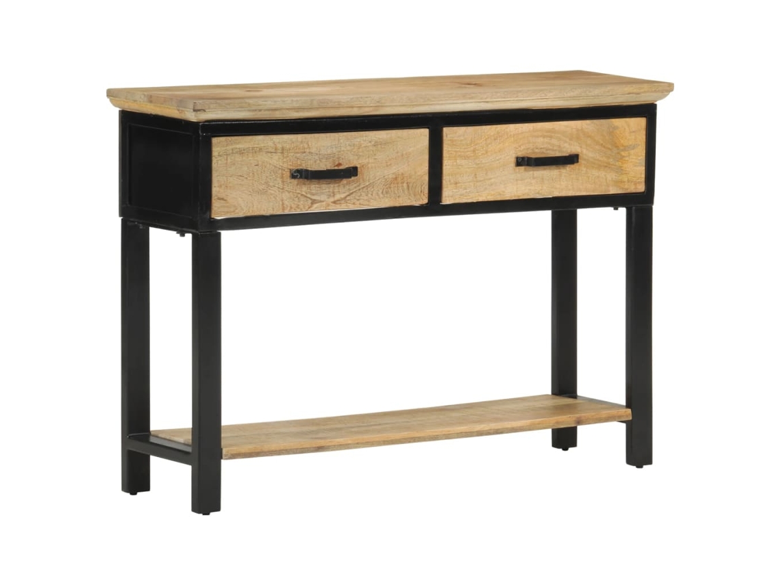 Vidaxl Mesa Consola 110x30x75 Cm Madeira De Mangueira Áspera Maciça