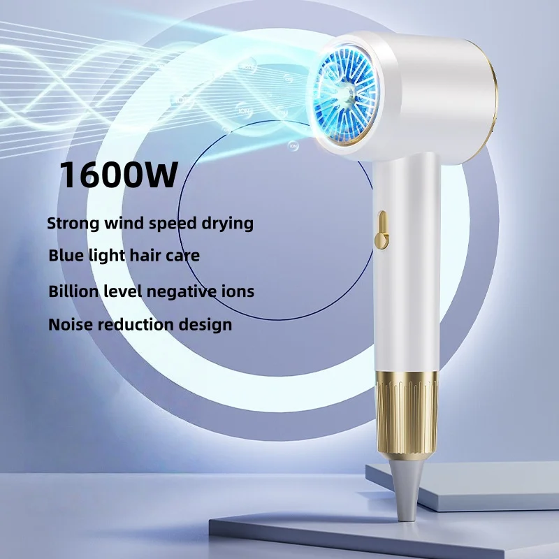 (branco) Secador De Cabelo De Alta Potência E Secagem Rápida, 1600w, Temperatura Constante Eficiente.