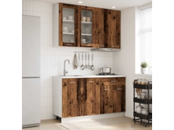 Vidaxl Unidade De Cozinha Lyon 4 Pcs Madeira Antiga