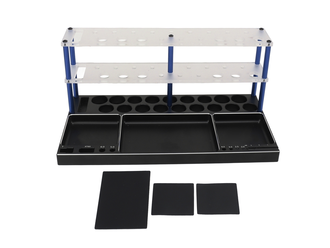 Organizador De Parafusos Rc Para Ferramentas Apoio De Parafusadeira Base De Armazenamento Para Modelos Drone Avião Preto Azul