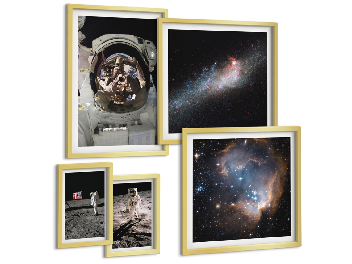 Conjunto De Pinturas Pouso De Astronautas Na Lua Espelharte (5 Peças)