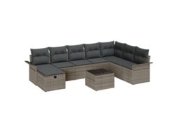 Conjunto 9 Assentos Exteriores Vidaxl Preto Vime Pe (55 X 55 X 37 Cm)