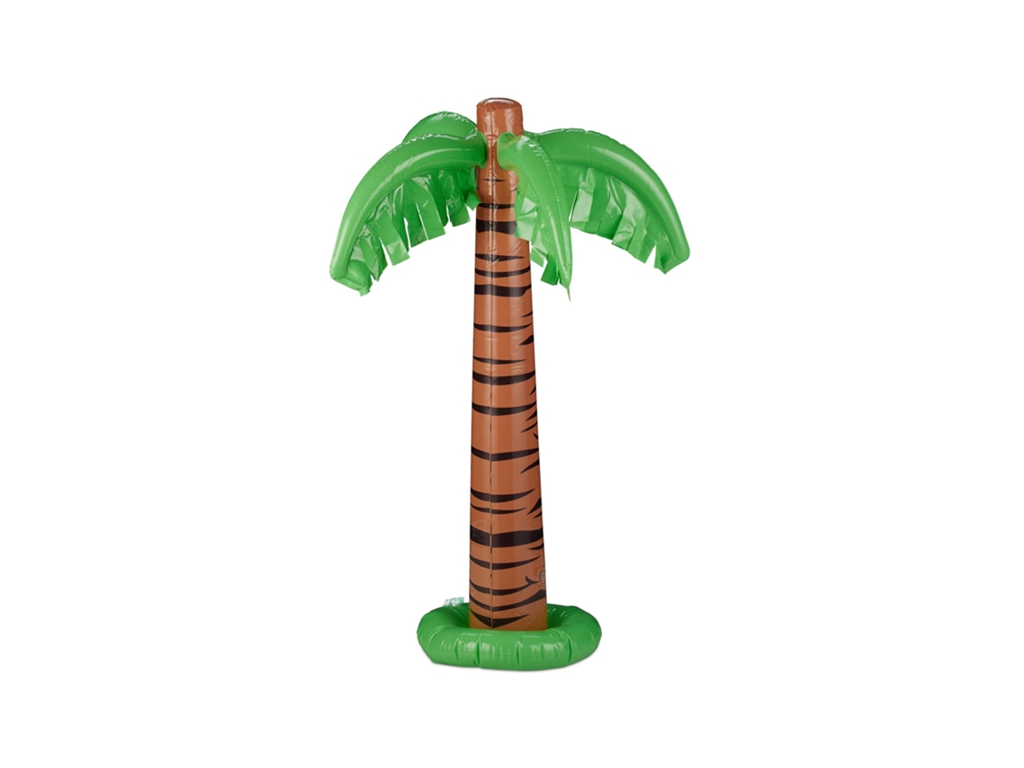 Palmeira Insuflável Relaxdays, Decoração Divertida Para Piscina, 80 Cm De Altura, Verde E Castanho
