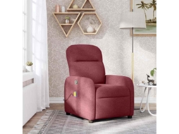 Vidaxl Poltrona De Massagens Reclinável Tecido Vermelho Tinto