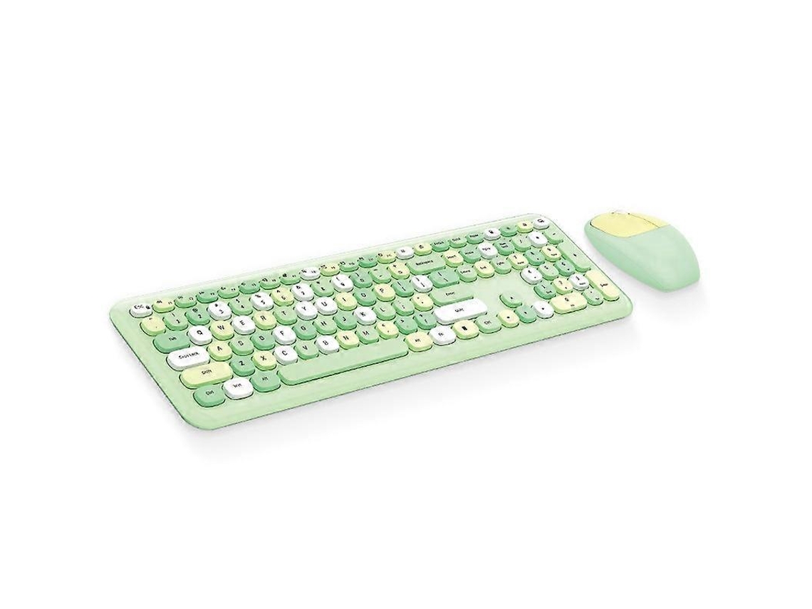 Conjunto Combinado De Teclado E Mouse Bluetooth, Design Retrô, Portátil, Sem Fio, Teclados Verdes E Teclados Numéricos Everley891