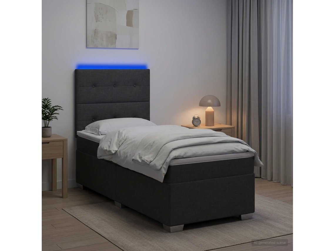 Vidaxl Cama Box Spring Com Colchão Cinzento-escuro 80 X 200 Cm Tecido
