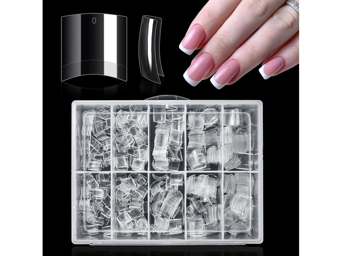 500pcs Pontas de Unhas Curtas para Unhas de Acrílico, Pontas Falsas Claras Artificiais com Caixa