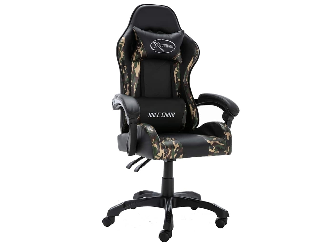 Vidaxl Cadeira Estilo Corrida Couro Artificial Preto E Camuflado