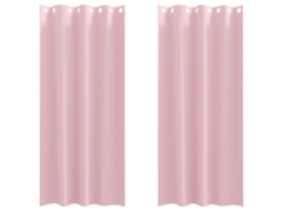 Conjunto 2 Cortinas Opacas Vidaxl Rosa Poliéster (260 X 140 Cm)
