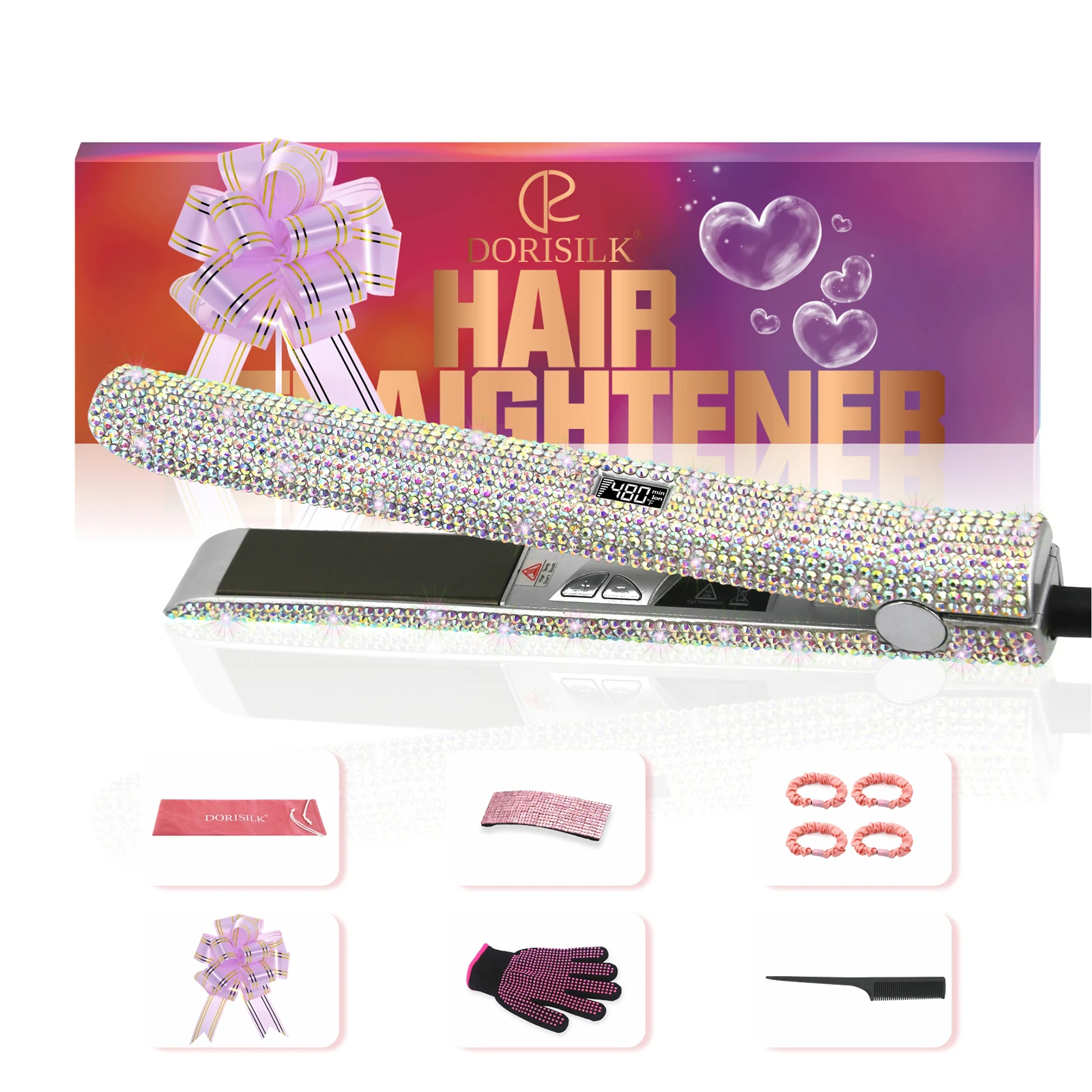 Prancha De Cabelo Com Strass (prateada), 2,5 Cm, 243 °c, Bivolt.