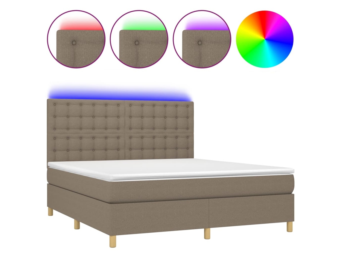 Box Spring Bed, Box Spring Beds Vidaxl Cinzento-acastanhado Tecido (180 X 200 Cm)