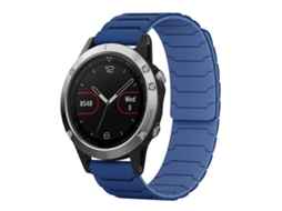 Bracelete Para Garmin Fenix 8 / 7 / 6 / 5 (22mm) - Silicone Magnético Azul Marinho