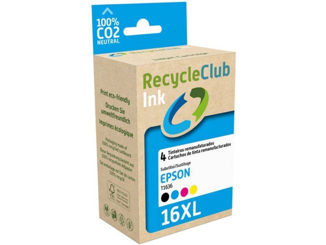Pack 4 Tinteiros RECYCLECLUB 16XL T1636 Preto e Cores